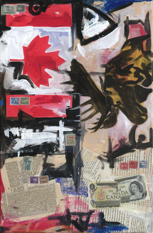 "Souvenir of Canada"/ 2019 / 40 x 60 cm / Acryl und Collage auf Leinwand