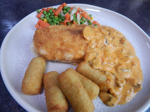 Hähnchen Cordon bleu mit Pilzrahmsoße