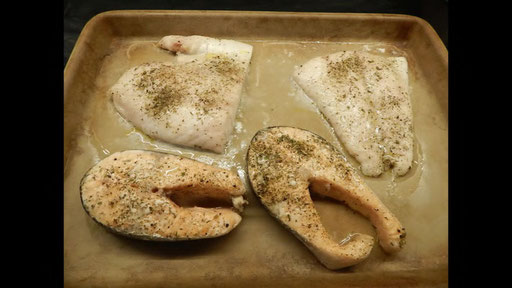 Fischfilet und Lachs