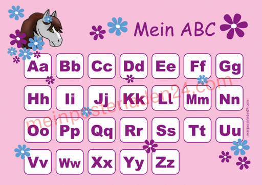 ABC Lernposter: Pony Blumen
