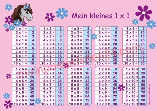 1x1 Lernposter: Pony Blumen