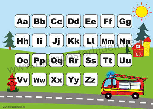 ABC Lernposter: Feuerwehr 