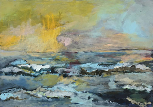 Bewegtes Meer, 2021, Acryl auf Leinwand, 50x70 cm