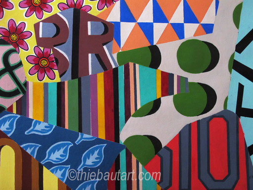 Abstrait N° 379, Acrylique sur papier Fabriano 400 gr. marouflé sur panneau HDF, 50 x 70 cm, 2015