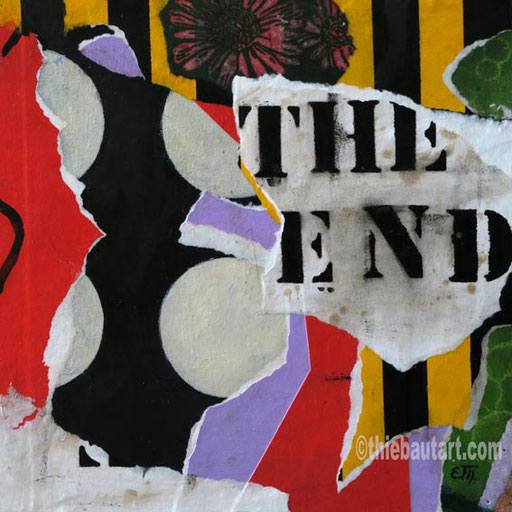 Abstrait N° 395 ("The End")  Collages de papiers entièrement peints à l'acrylique sur panneau HDF, 30 x 30 cm
