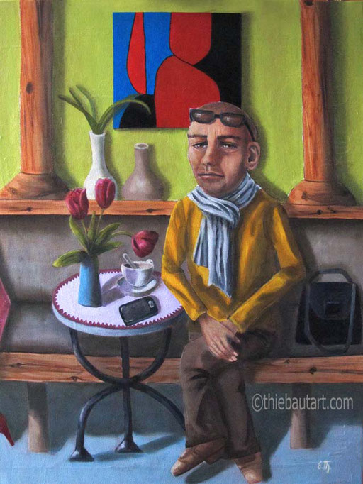 "Vasarely was here", Acrylique et huile sur châssis entoilé, vernis. Initiales devant, description, date, tampon de l'artiste et signature au dos. - VENDU/SOLD -