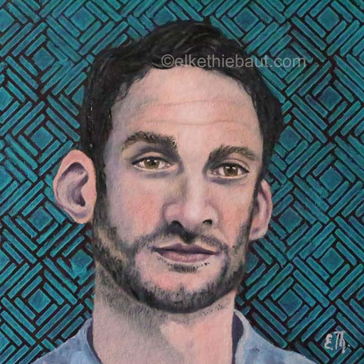 Portrait d'un Homme, étude, acrylique et huile sur papier Fabriano, 20 x 20 cm,2017