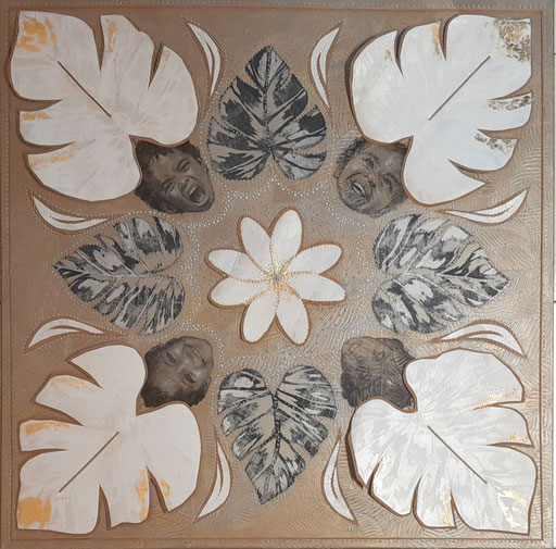 GENDRON S. "Tifaifai" du mana intérieur Mixte sur toile 100x100 2025
