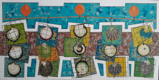 EBRET Nacres Acrylique sur toile 50x100 2025