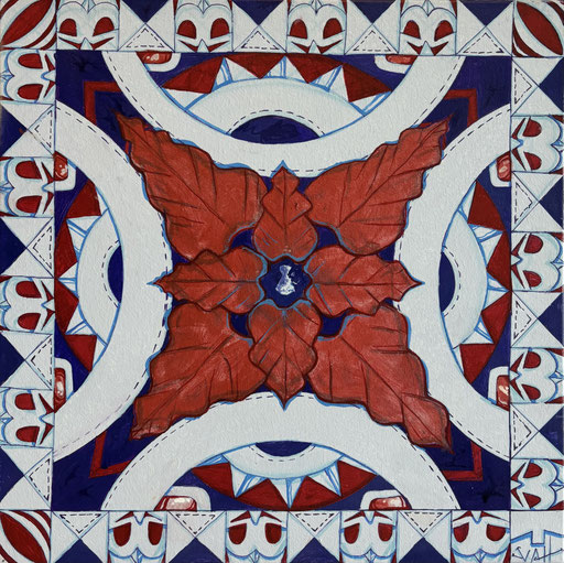 VASHEE Tifaifai ninamuravana Mixte sur toile 50x50 2025