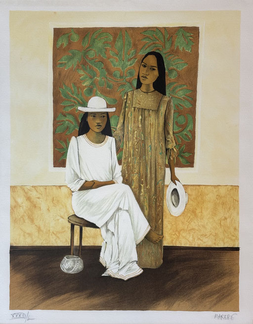 MARERE Tahitienne à la maison Lithographie n° 31 sur 150 60x44 
