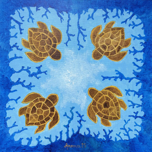 AROMA Tifaifai honu Acrylique sur toile 55x55 2025