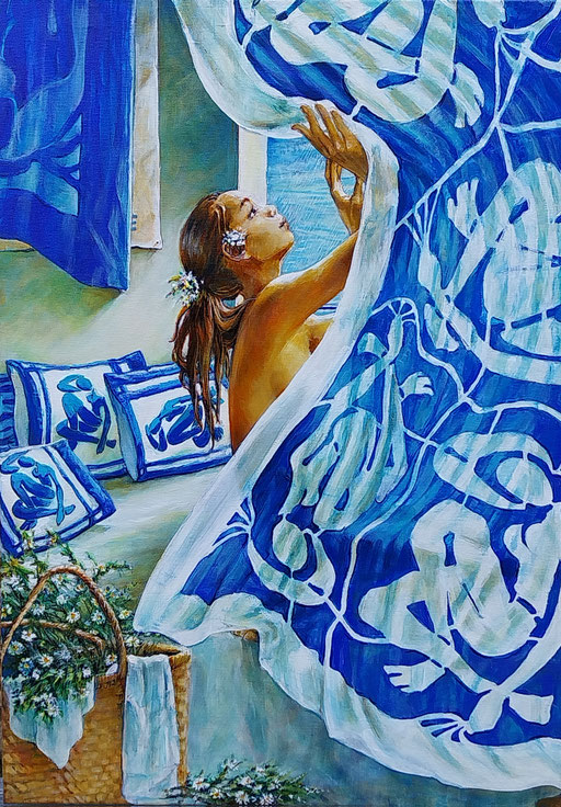 CLAUDEL Matin bleu Acrylique sur toile 70x50 2025