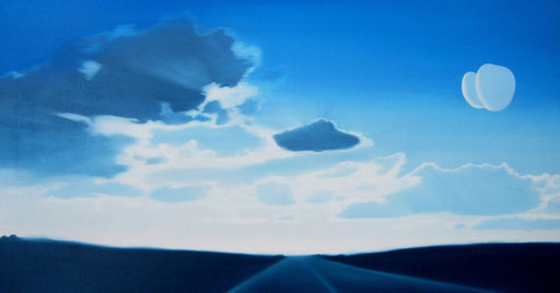Ufosichtung I, 2006, Oil on Canvas, 40 x 100 cm