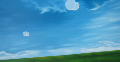 Ufosichtung II, 2006, Oil on Canvas, 40 x 100 cm