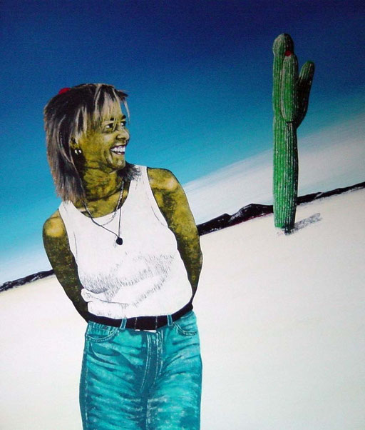 Cordula und der Kaktusbaum, 1997, Acrylic on Canvas, 140 x 120 cm