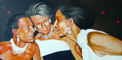 Tischgespräch, 1999, Acrylic on Canvas, 50 x 100 cm