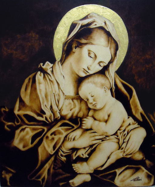 Madonna col Bambino n°2 - G.B. Salvi - 30x35cm (particolare in foglia oro 22kt)