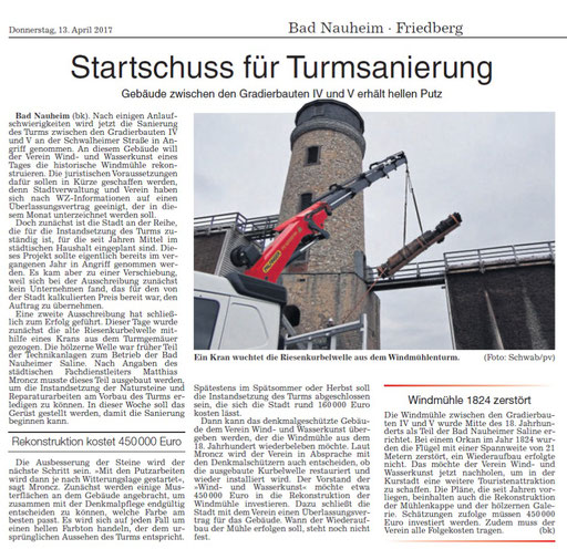 Wetterauer Zeitung, 13. April 2017