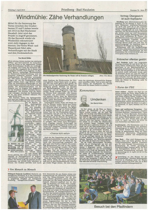 Wetterauer Zeitung, 05. April 2016