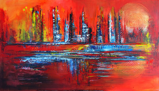 221 Verkaufte abstrakte Malerei - Feuer 4 rot orange blau