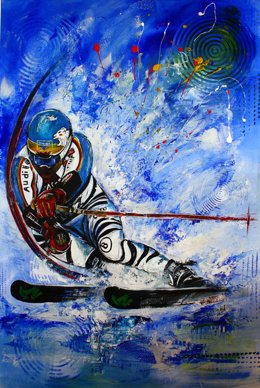 S 2 - Sport Gemälde Skifahrer Leinwandbild - Felix Neureuther2