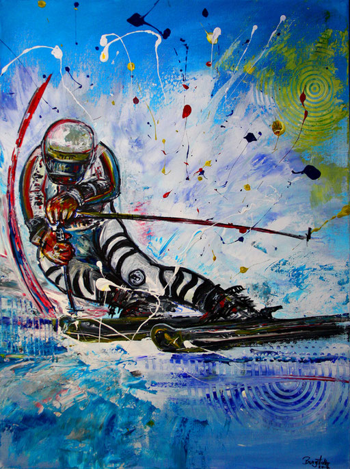 S 19- Sport Gemälde Skifahrer Leinwandbild - Skiläufer 