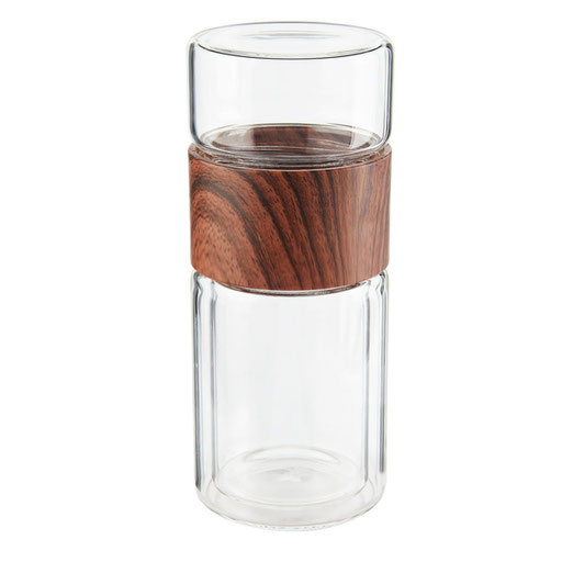 CÓDIGO TMPS 167 Termo de vidrio de doble pared para bebidas calientes y frías. MATERIAL VIDRIO/PLÁSTICO/ACERO INOXIDABLE. MEDIDAS 7 X 16.8 CM CAPACIDAD 140 ML/200 ML