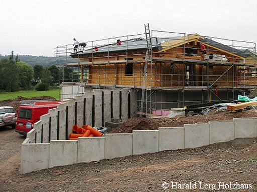 Blockhausbauen - Blockhaus Baustelle  - Rohbau - Blockhausbau - Hessen