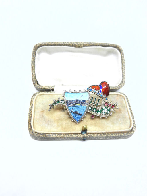 Ancient remarkable artistic Brooch of Venice in sterling and hand painted miniature - Sweet Keepsake of Venice - Art.34/6 - SOLD OUT