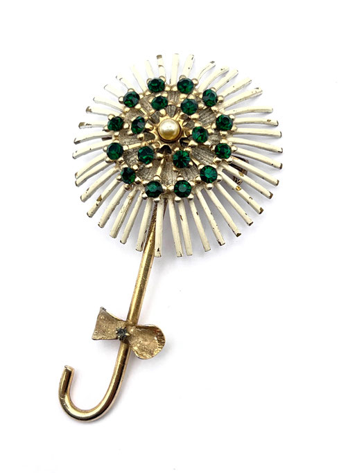 Early 1950's Vintage Enamel gold Metal Flower Brooch Pin- long stemmed flower pin - figural enamel flower collection - art.448/6