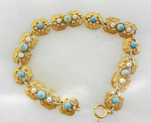 1950 raro bracciale con turchesi e perle  -art.98/2-   SOLD