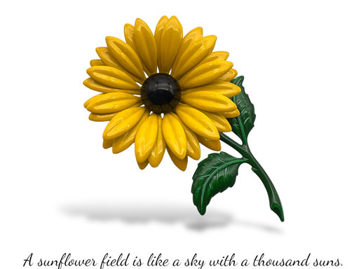 Enamel Flower Brooch yellow large Sunflower Flower with Stem 60s Flower Power Jewelry - Really Lovely Pin --art.796/6