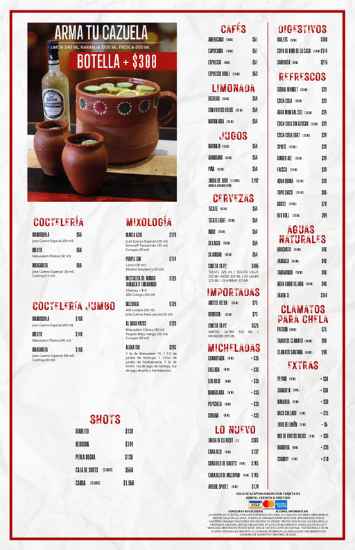 menu santana, santana botanero, restaurantes mexicanos en cdmx