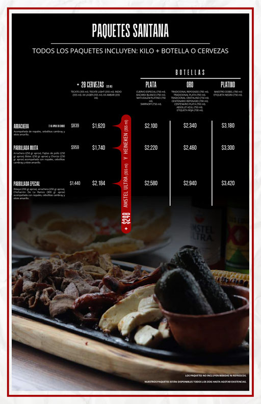 menu santana, santana botanero, restaurantes mexicanos en cdmx