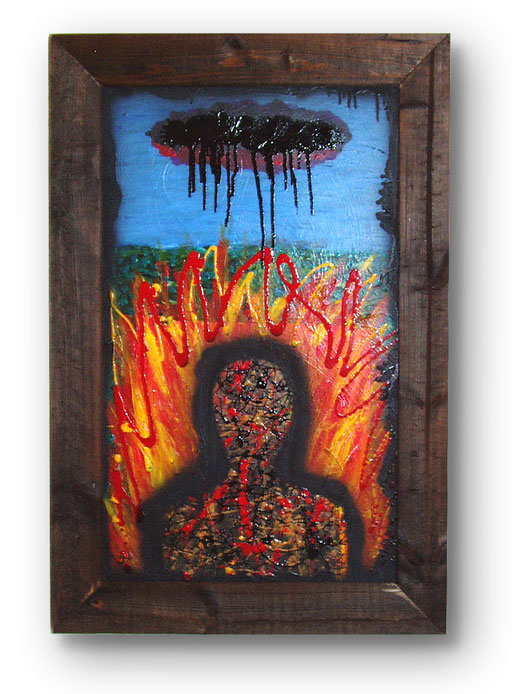 The Arsonist  /acrylic and spray paint on wood