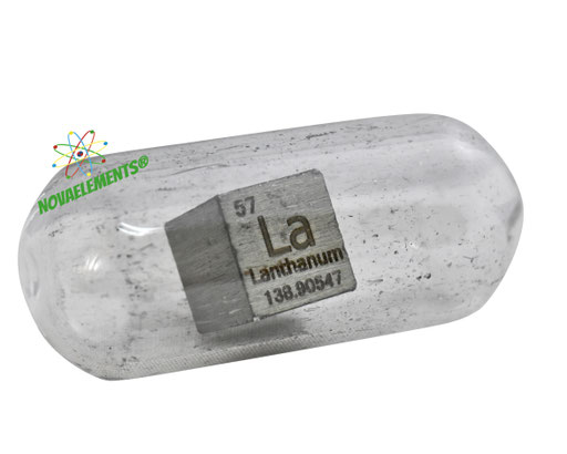 lanthanum density cube, lanthanum metal cube, lanthanum metal, nova elements lanthanum, lanthanum metal for element collection, lanthanum cubes, lanthanum metal