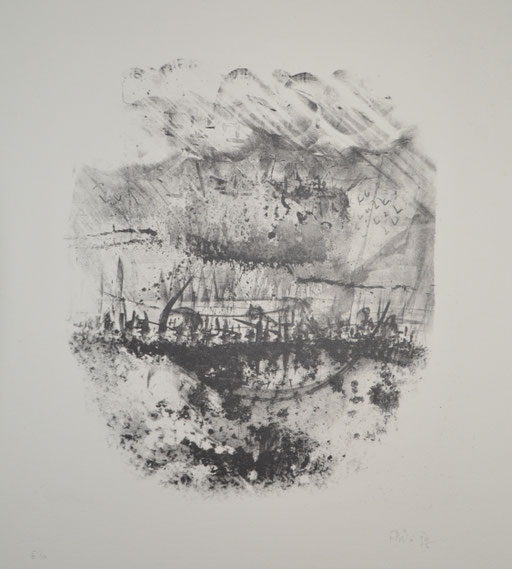 Nuit bleue lithographie 59x39cm 1975