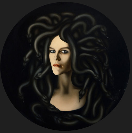 Medusa, 2020, ∅ 70 cm, oil on canvas