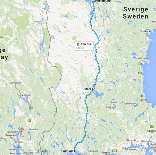 Karlstad Östersund 520 km