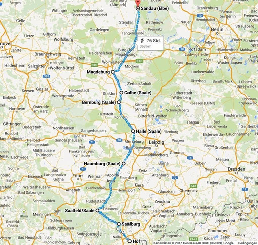 Hof Sandau/ Elbe 368 km