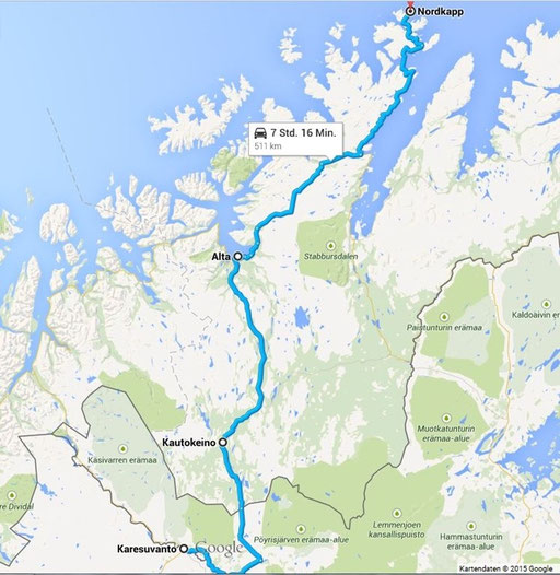 Karesuvanto Nordkap 511 km