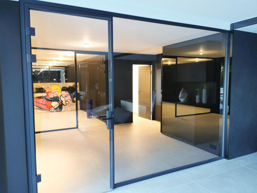 Glastüre mit Festteil - © Glaserei Allgäuer