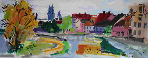 Bild von Foto, Blick auf Regensburg, Ölmalrei, 2009