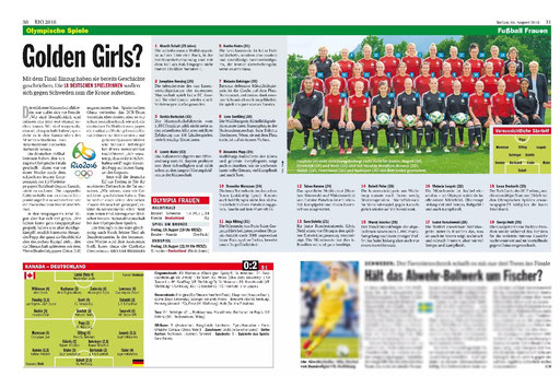 Deutsche Frauen Nationalmannschaft, Kicker, 18.08.2016