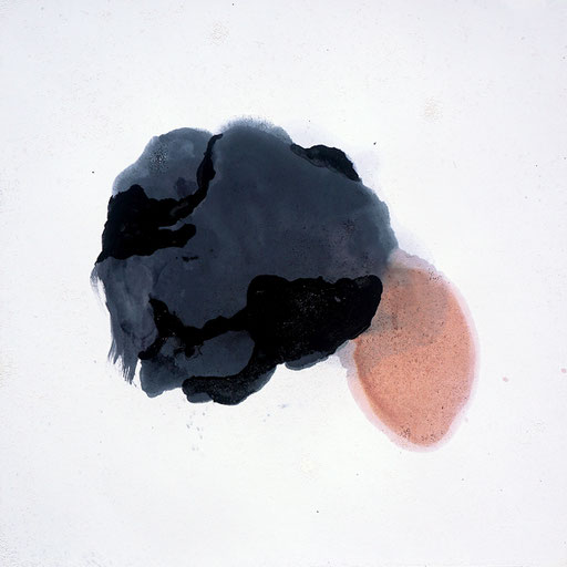 Malerei auf Monotypiedruck, 34,5 x 34,5 cm,  Klavierlack, Schellack, 2018
