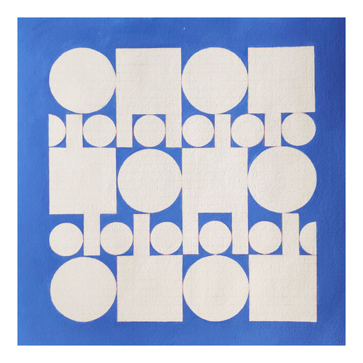 Ellen Roß, squares + circles 6-12-20,  Vinyl auf kariertem Papier, 20 x 20 cm
