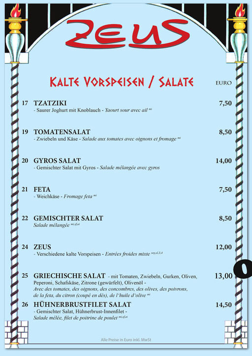 Kalte Vorspeisen und Salate