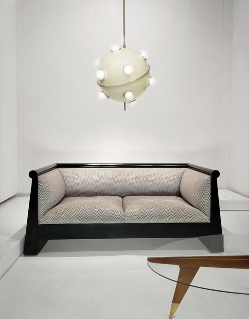 Oscar Torlasco Pendant Light, 1950s / Poltronova Sofa, 1970s / Gio Ponti Coffee Table for Singer & Sons, 1938 - PN.Modern pnmodern