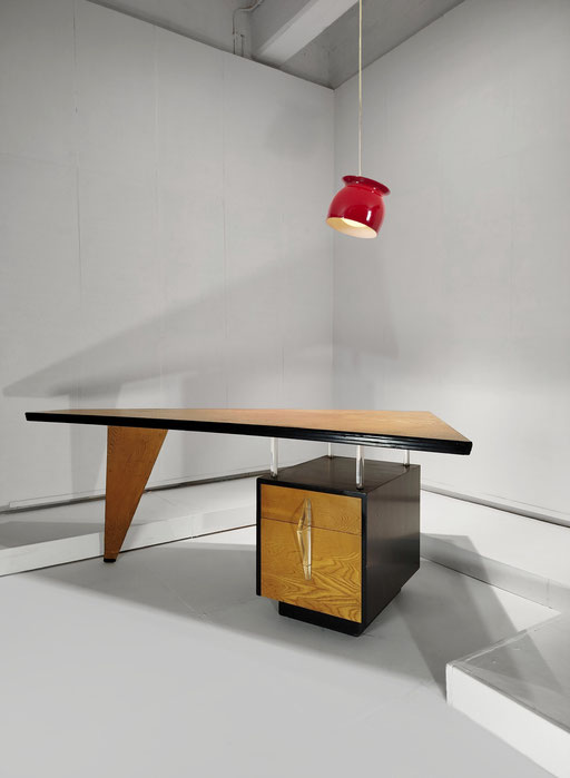 Italian Cabinetmaker Rationalist Writing Desk, 1940s / Franco Albini Venini Pendant Light Model 4023, Italy,1955 - PN.Modern pnmodern